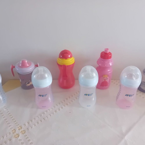 Baby bottles and cups used