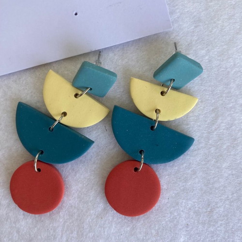 Long colorful handmade clay earrings new, unworn