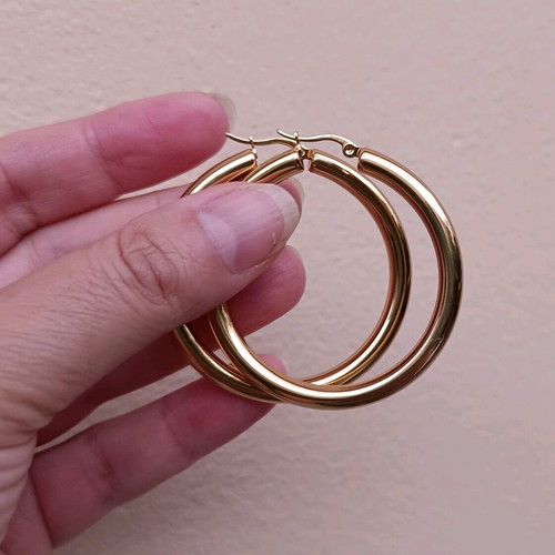 Gold Stainless Steel Hoop Earrings new