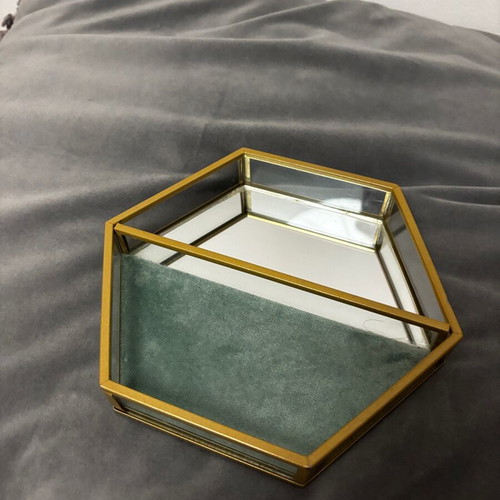Jewelry box with mirror like new, green and turquoise