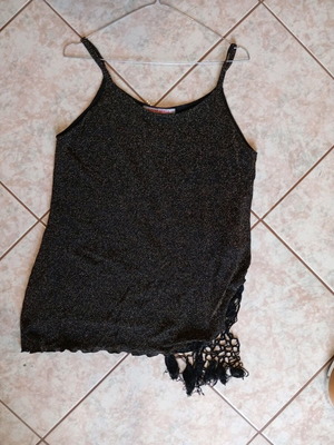 Γυναικείο χρυσό ιριδίζον top μαύρο, μεταχειρισμένο, μέγεθος L-XL