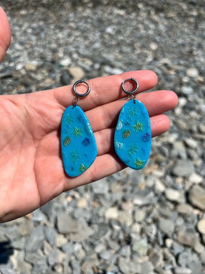 Handmade earrings new from polymer clay and steel
