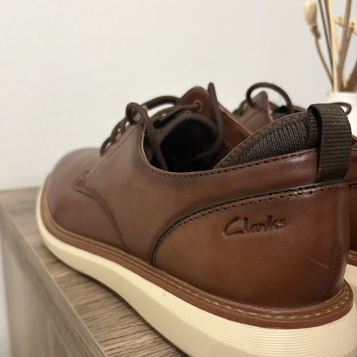 Clarks Brantin Plain men's shoes, size 43, brown leather