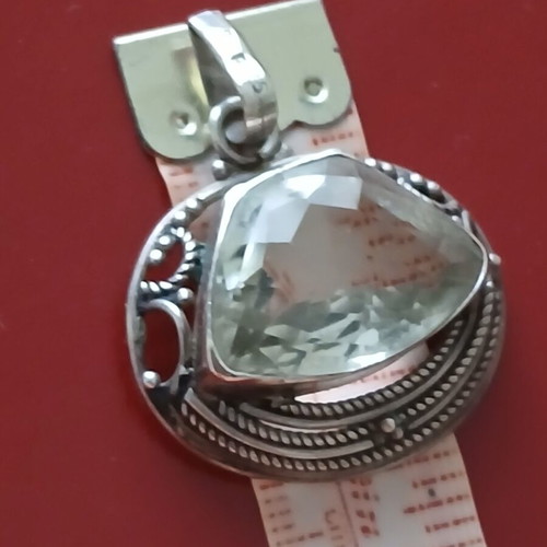 Silver pendant 925 with white natural crystal like new