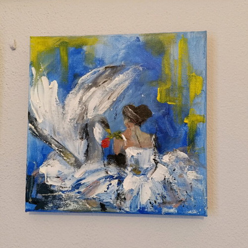 Handmade canvas new with acrylic paste 20×20cm