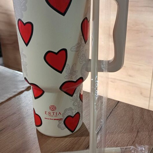 Straw tumbler 900ml Estia Home Art thermos new
