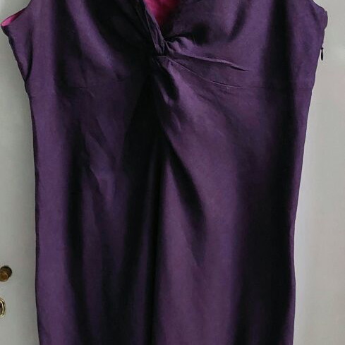 Linen dress Marks & Spencer UK16 purple sleeveless lined, with tie at the chest, length 106 cm
