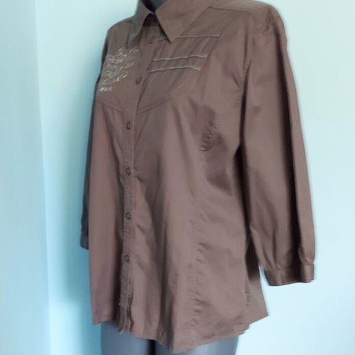 Cecil women's cotton shirt with decorative details, cappuccino