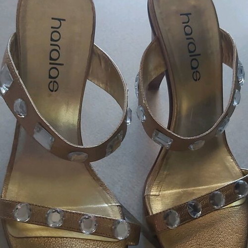 Haralas gold sandals with crystals size 37 used