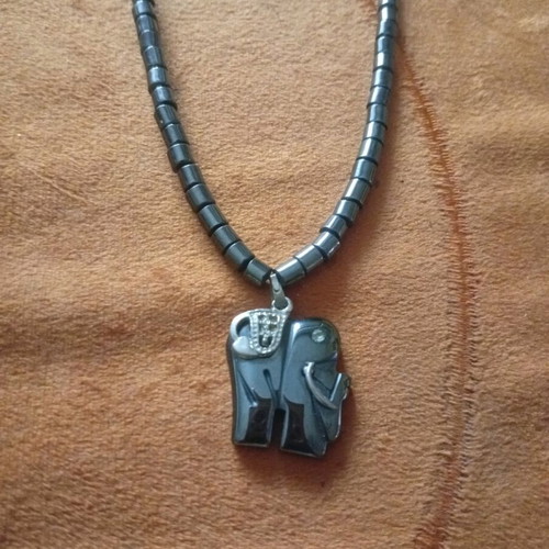 Elephant Hematite Necklace with 925 Silver Pendant new