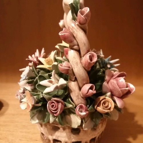 Capodimonte flower basket used decorative porcelain