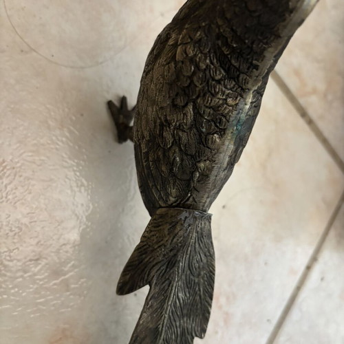 Pair of collectible metal peacocks, brass, 35 cm each