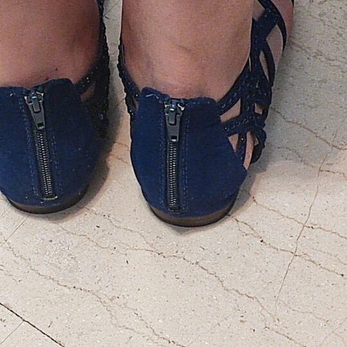 Gladiator sandals Fullah Sugah used, blue suede with purple stones