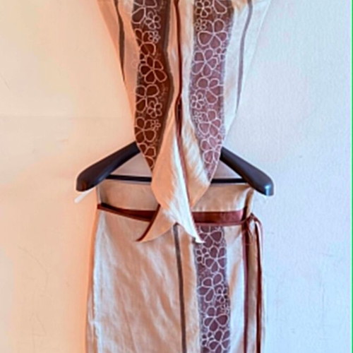Naf Naf Linen Dress size 38 like new, beige and brown