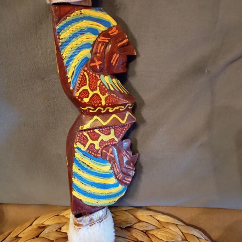 Wooden vintage figure handmade, used, African art, 28 cm height