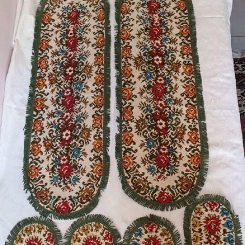 Set of 5 antique embroidery pieces used, high detail