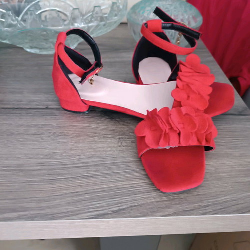 Sandals with small heel tied at the ankle like new, size 38