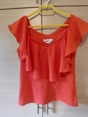 Roberta Biagi women's orange-red blouse with frill like new