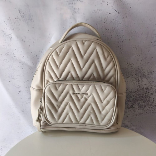 David Jones backpack used, beige with embossed design