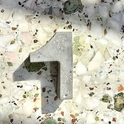 Concrete number 1 decorative handmade piece