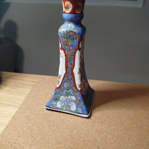Macau Satsuma candle holder handpainted used, vintage