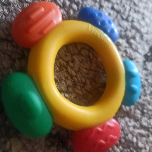 Teether and rattle with handle