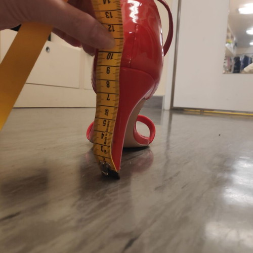 Patent leather high-heeled sandals red like new, size 37