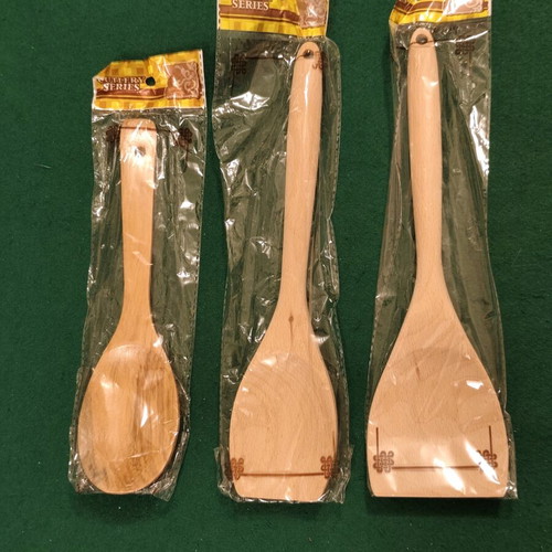 Set of 4 wooden kitchen utensils and herb scissors Durax