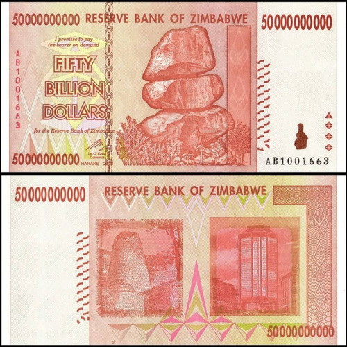 Zimbabwe 50 Billion Dollars 2008 banknote like new