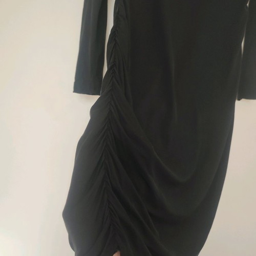 Y.A.S midi black lycra dress medium with side ruching in excellent condition