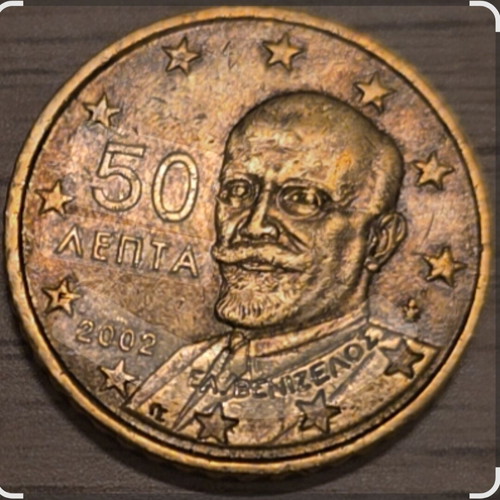 50 Cent Coin 2002 with 'F' used