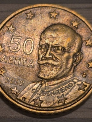 50 Cent Coin 2002 with 'F' used