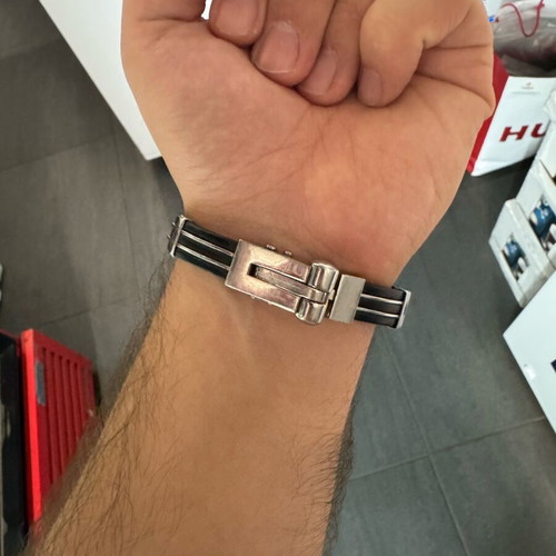 Stainless Steel Bracelet Sauro used, black rubber men's accessory
