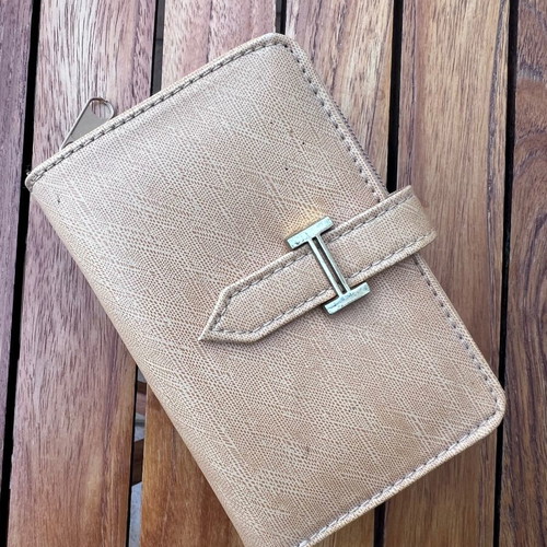 Wallet used, beige with multiple card slots