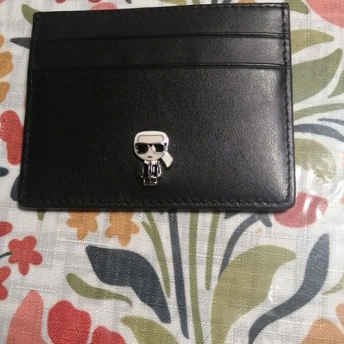 Karl Lagerfeld leather card holder, black