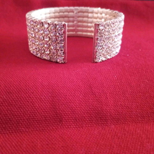 Enzzo Vintage '00s Cuff Bracelet with 5 Rows of Sparkling Rhinestones like new