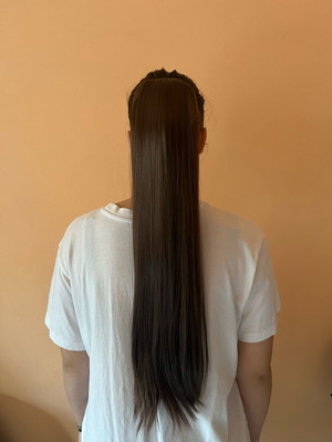 Chestnut hair extension ponytail 60 cm 100 g new, heat resistant