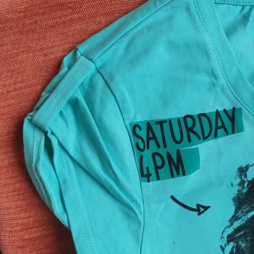 Women's turquoise green T-shirt XL with graphic print