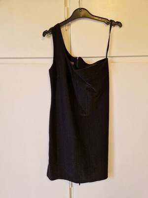 BLACK MINI EVENING DRESS WITH ONE SHOULDER SMALL