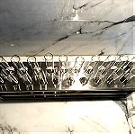  Συλλεκτικό διακοσμητικό ιατρικό inox στάντ με δοκιμαστικούς σωλήνες του 1950, μήκους 38 εκ