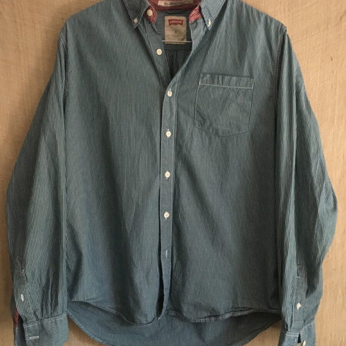 Levi's vintage shirt, M, blue and white striped, 100% cotton