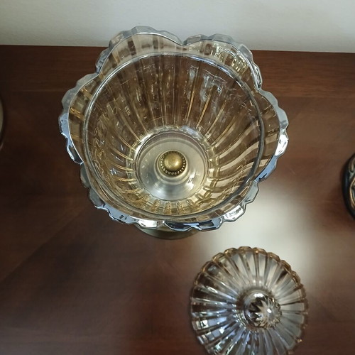 Iridescent crystal fondue pot in excellent condition