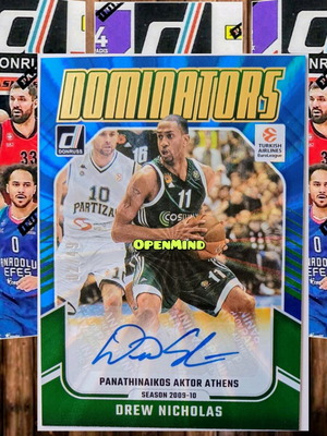 Κάρτα Dominators Signatures Blue Lazer Autograph καινούργια, Nicholas Παναθηναϊκός Donruss Euroleague 2024-25