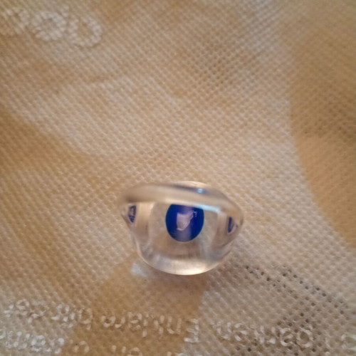 Evil Eye Ring used, white and blue, unisex