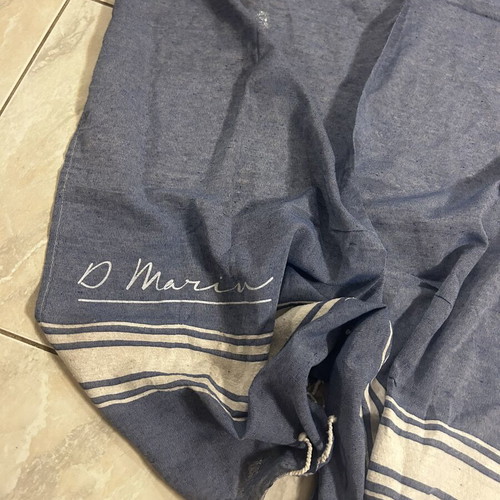 Cotton beach towels pareo blue with fringes 2 pieces 180x90cm