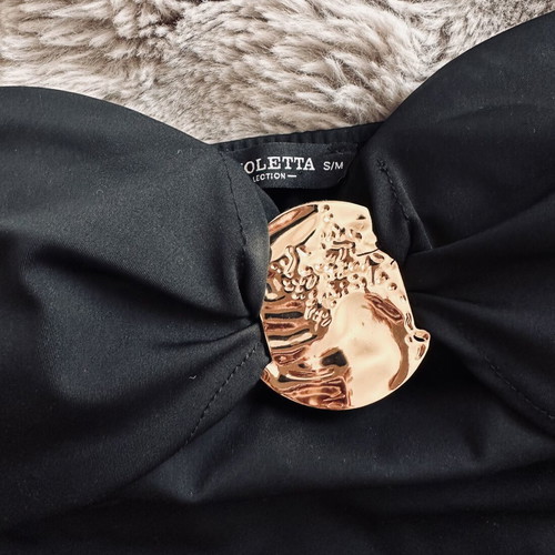 Stradivarius strapless top, black with gold detail