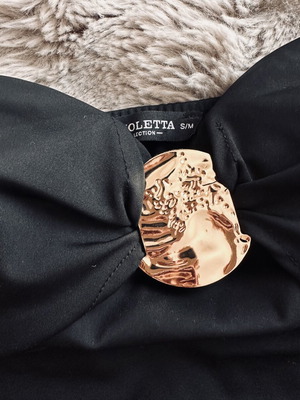 Stradivarius strapless top, black with gold detail