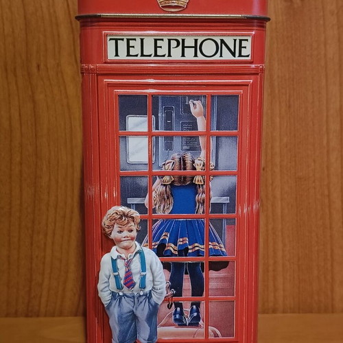 Metal money box shaped like a telephone kiosk like new