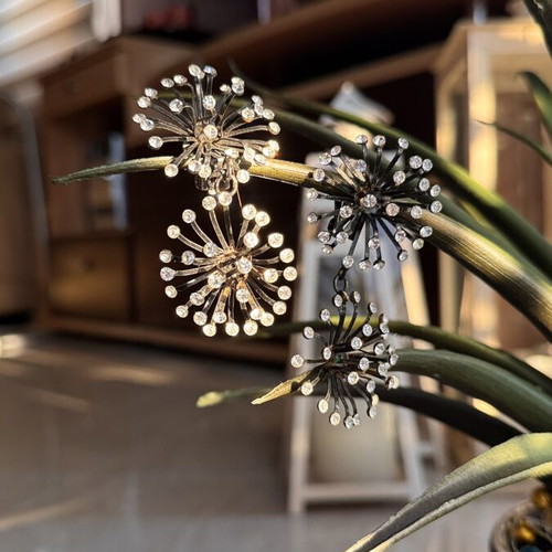 Sea Urchin Earrings used with crystals in black metallic tone