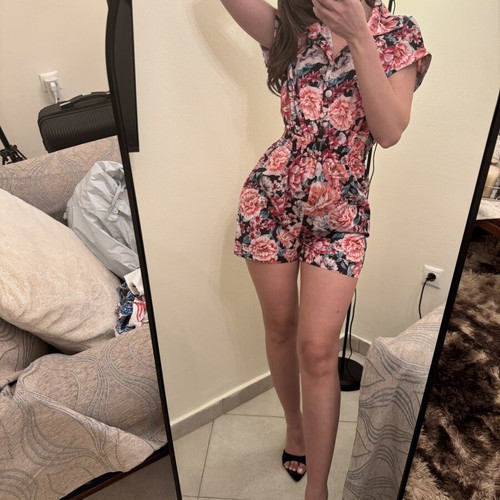 Floral one-piece shorts Decoro like new, one size, pink and black